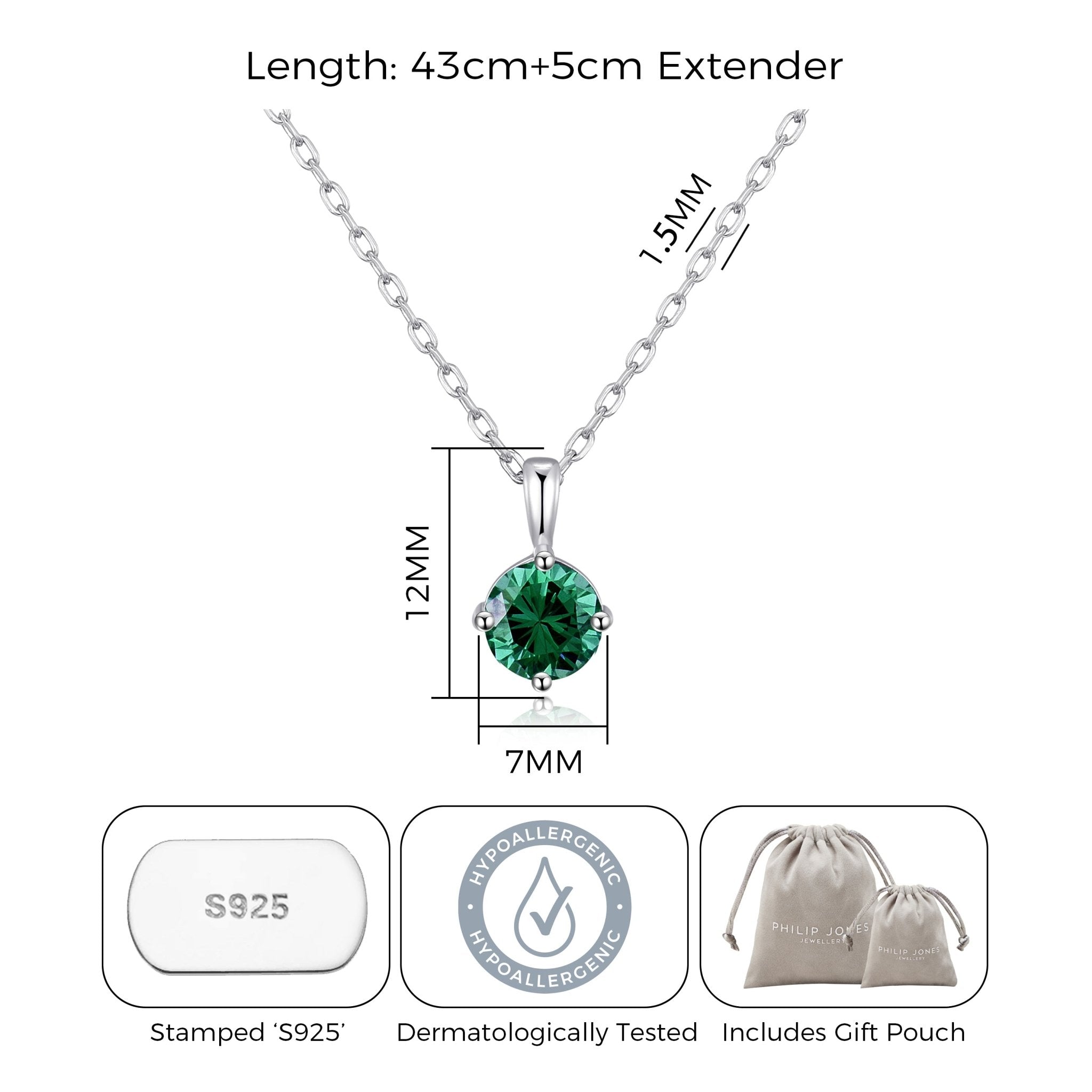 Sterling Silver Green Necklace Created with Zircondia® Crystals