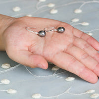 Sterling Silver Grey Pearl Drop Earrings Created with Zircondia® Crystals