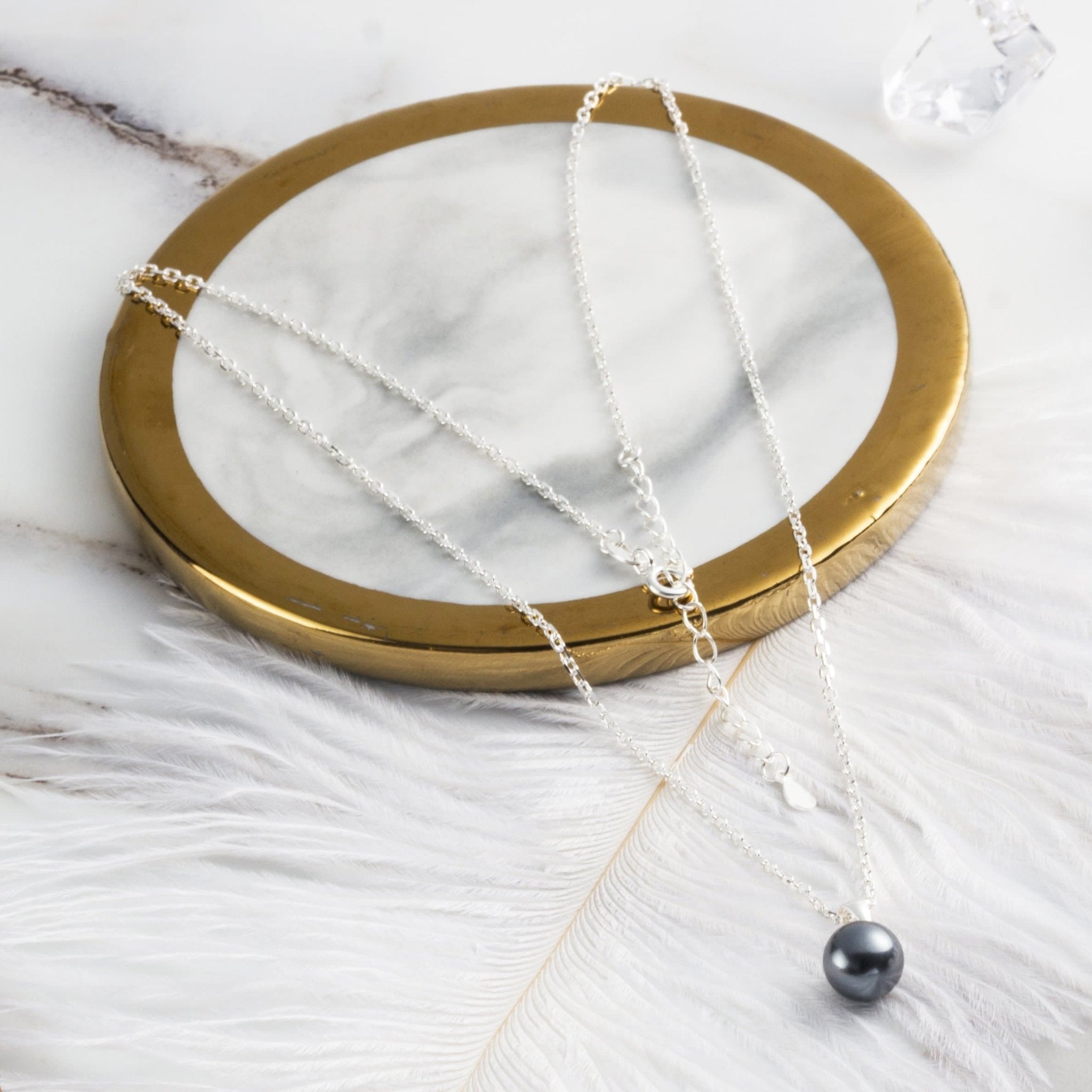 Sterling Silver Grey Shell Pearl Necklace