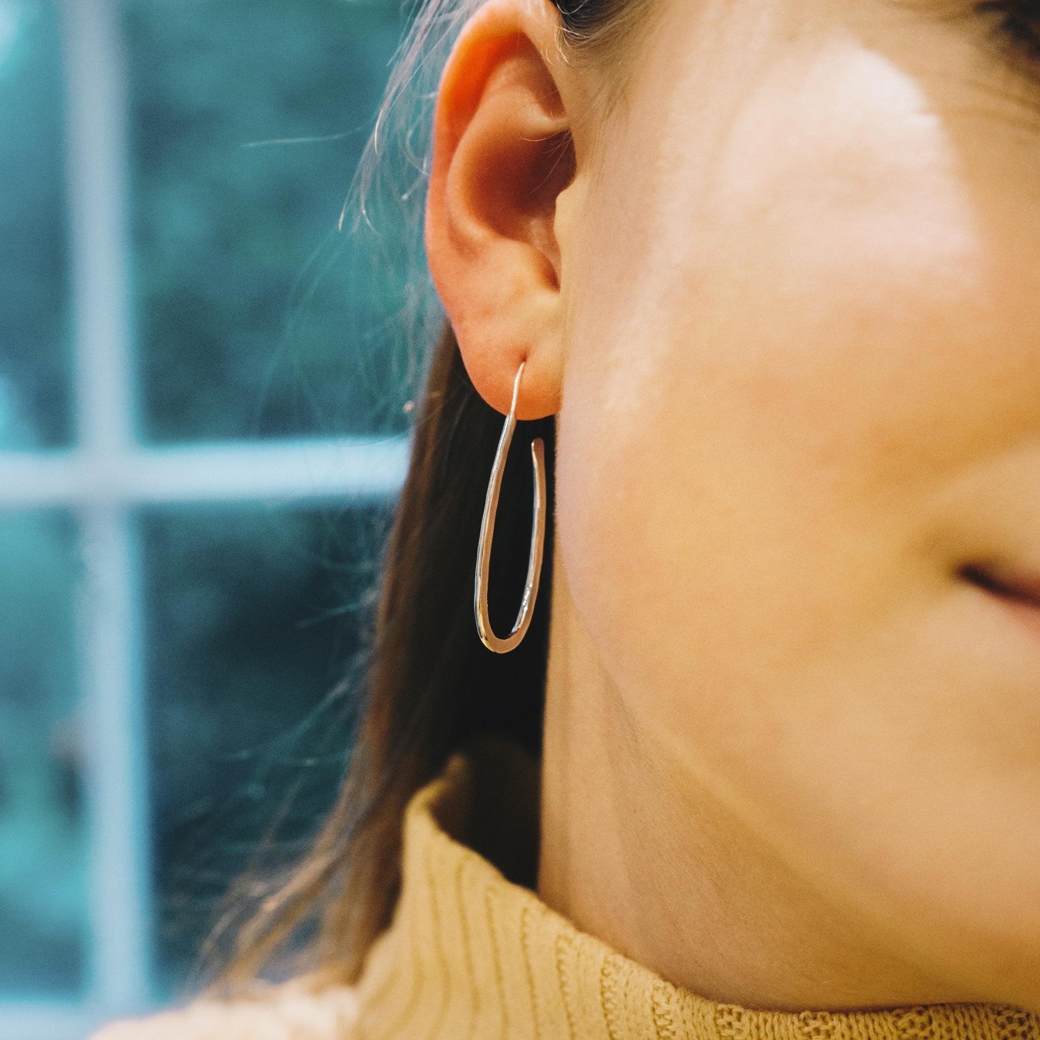 Sterling Silver Hammered Hoop Earrings