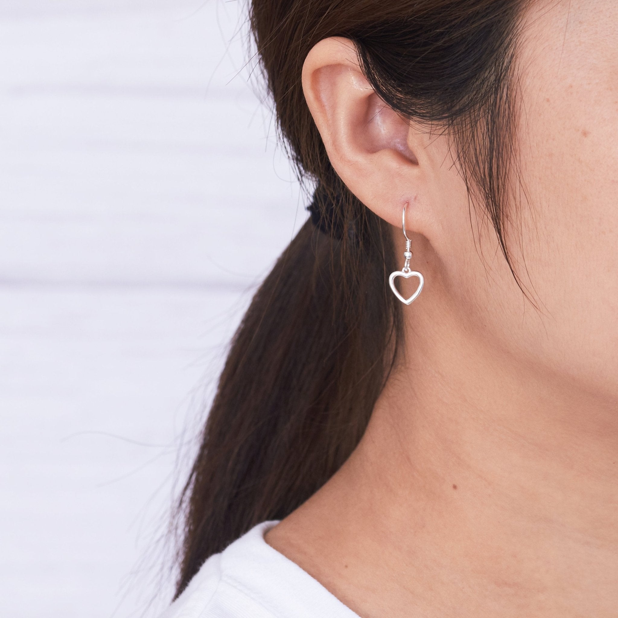 Sterling Silver Heart Drop Earrings