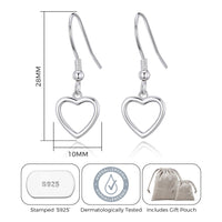 Sterling Silver Heart Drop Earrings