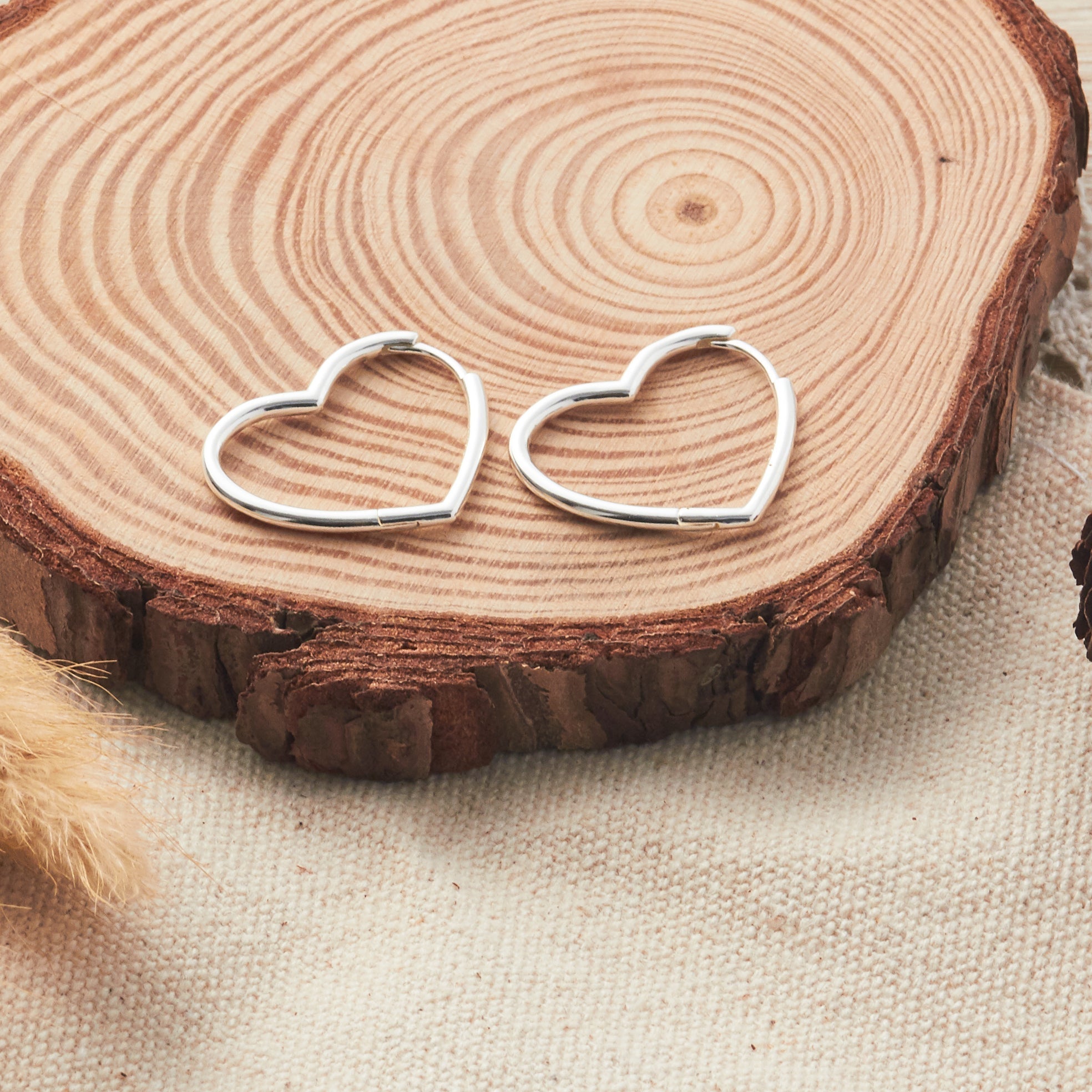 Sterling Silver Heart Hoop Earrings