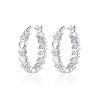 Sterling Silver Heart Hoop Earrings Created with Zircondia® Crystals