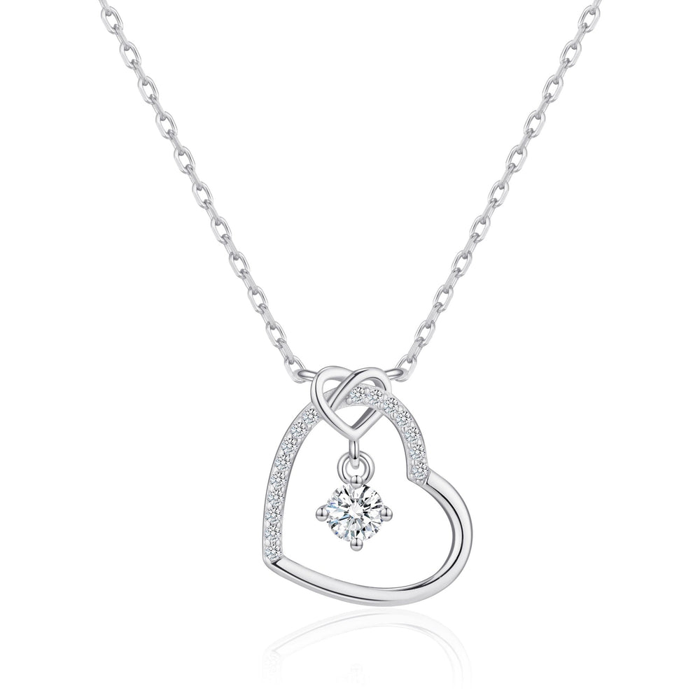 Sterling Silver Heart Necklace Created with Zircondia® Crystals