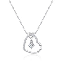 Sterling Silver Heart Necklace Created with Zircondia® Crystals