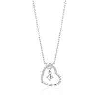 Sterling Silver Heart Necklace Created with Zircondia® Crystals