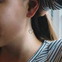 Sterling Silver Heart Thread Earrings