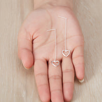 Sterling Silver Heart Thread Earrings