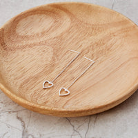 Sterling Silver Heart Thread Earrings