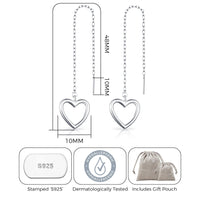 Sterling Silver Heart Thread Earrings