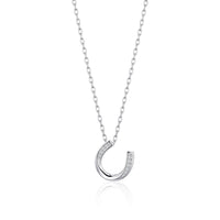 Sterling Silver Horseshoe Necklace Created with Zircondia® Crystals