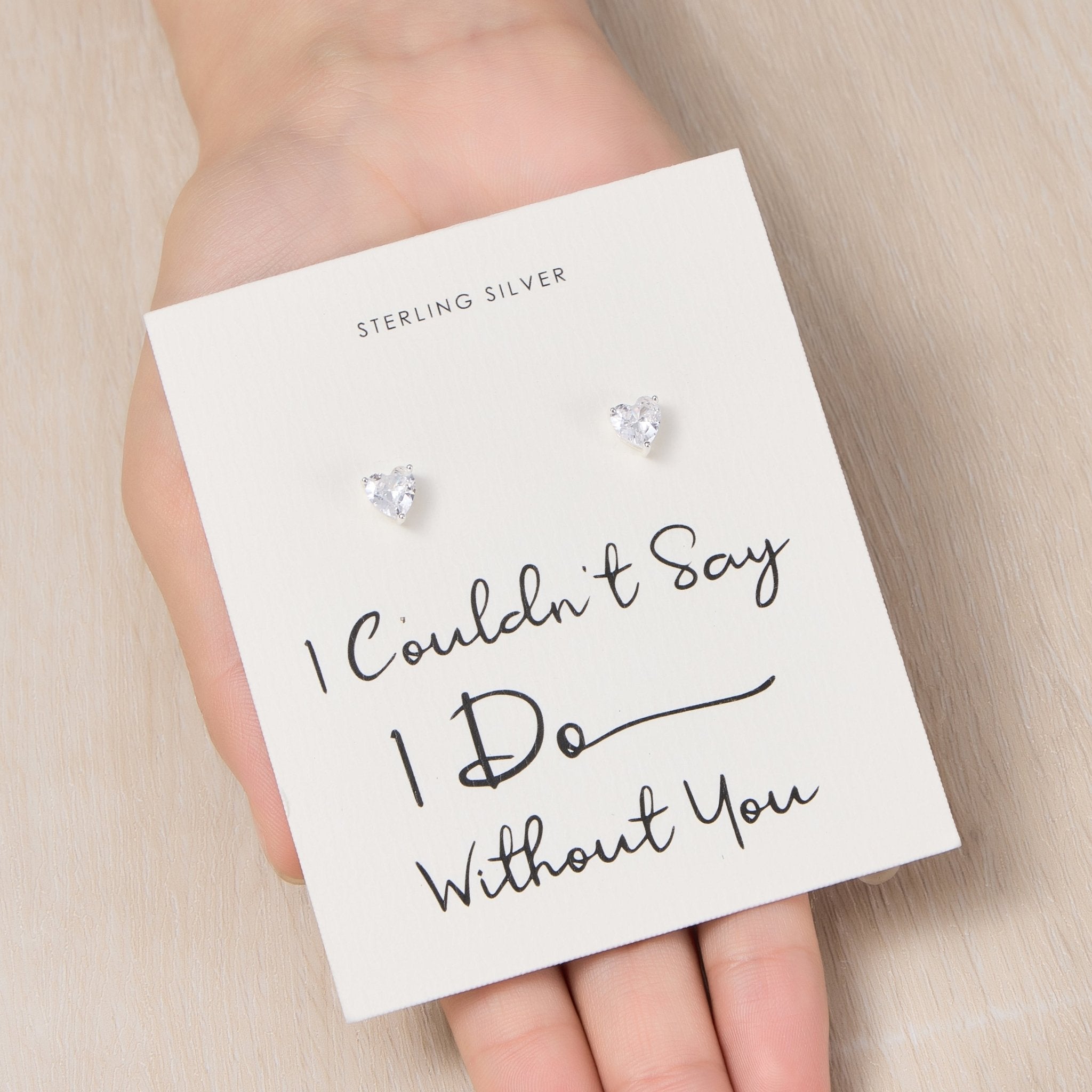 Sterling Silver I Couldn't Say I Do Without You Wedding Heart Earrings with Zircondia® Crystals