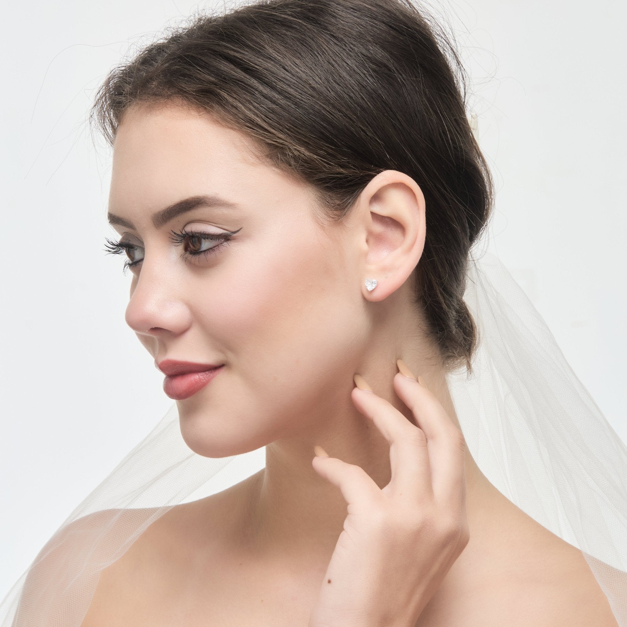 Sterling Silver I Couldn't Say I Do Without You Wedding Heart Earrings with Zircondia® Crystals