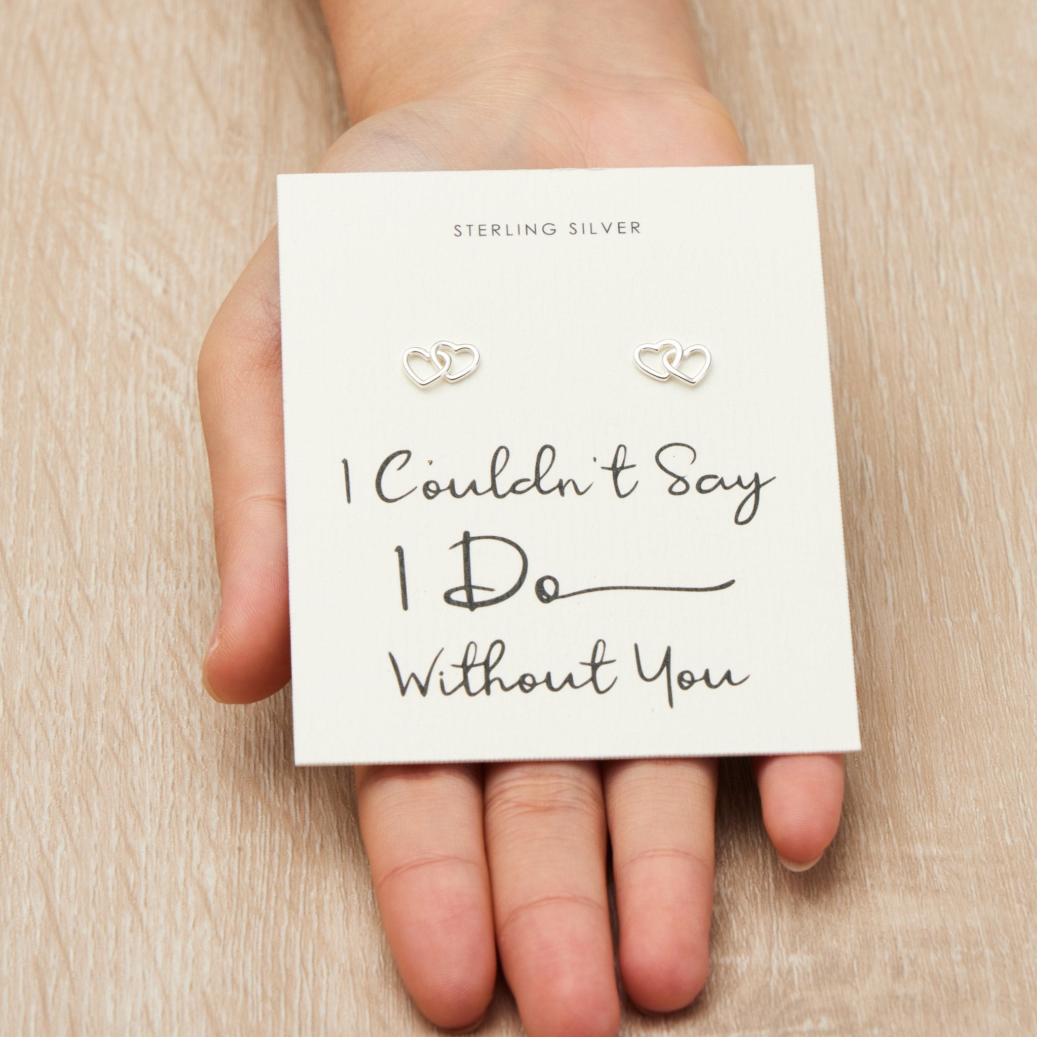 Sterling Silver I Couldn't Say I Do Without You Wedding Heart Link Earrings