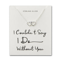 Sterling Silver I Couldn't Say I Do Without You Wedding Heart Link Necklace