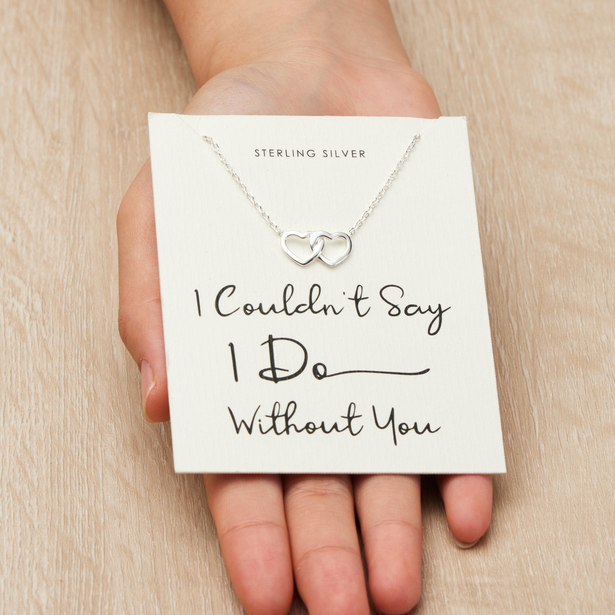 Sterling Silver I Couldn't Say I Do Without You Wedding Heart Link Necklace