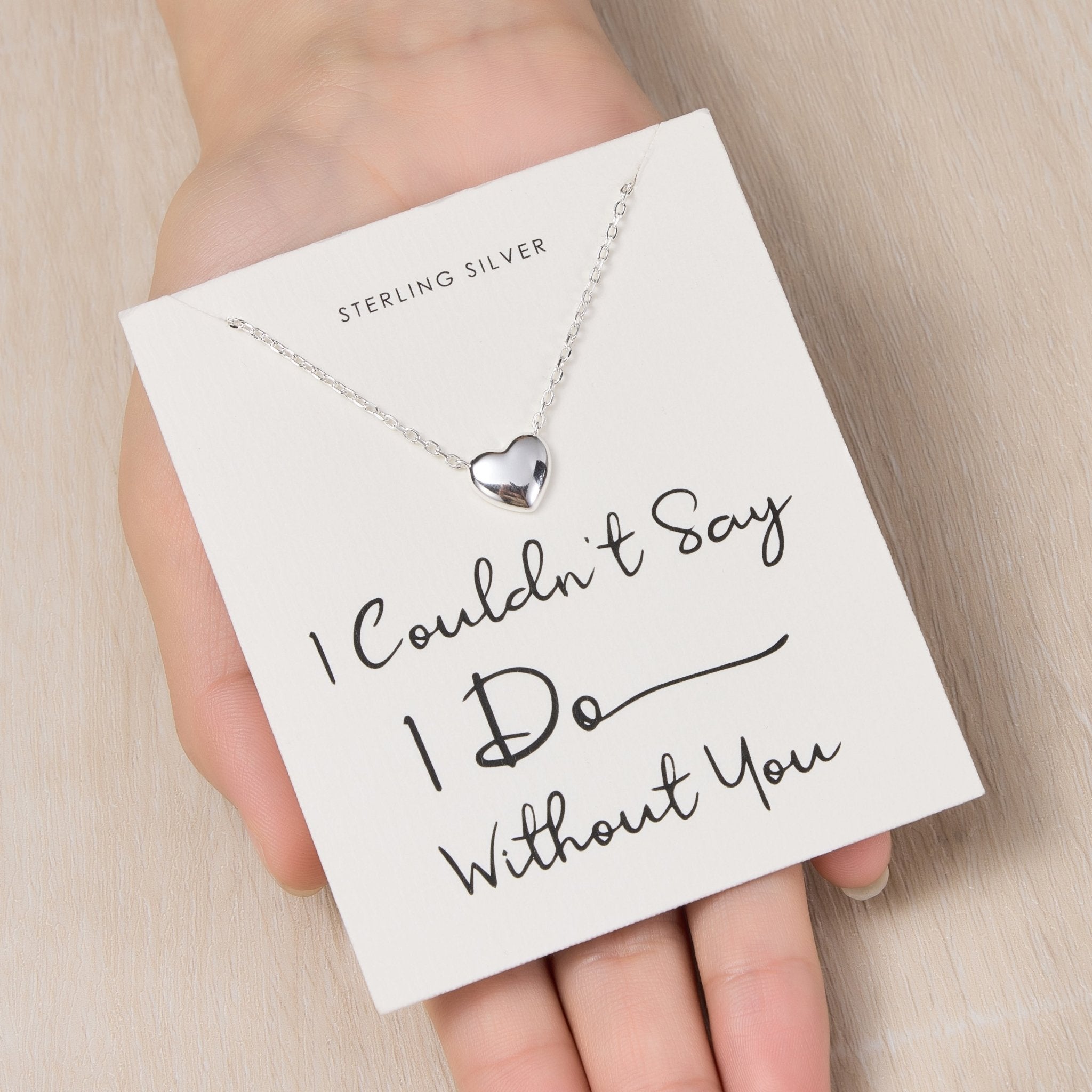Sterling Silver I Couldn't Say I Do Without You Wedding Heart Necklace