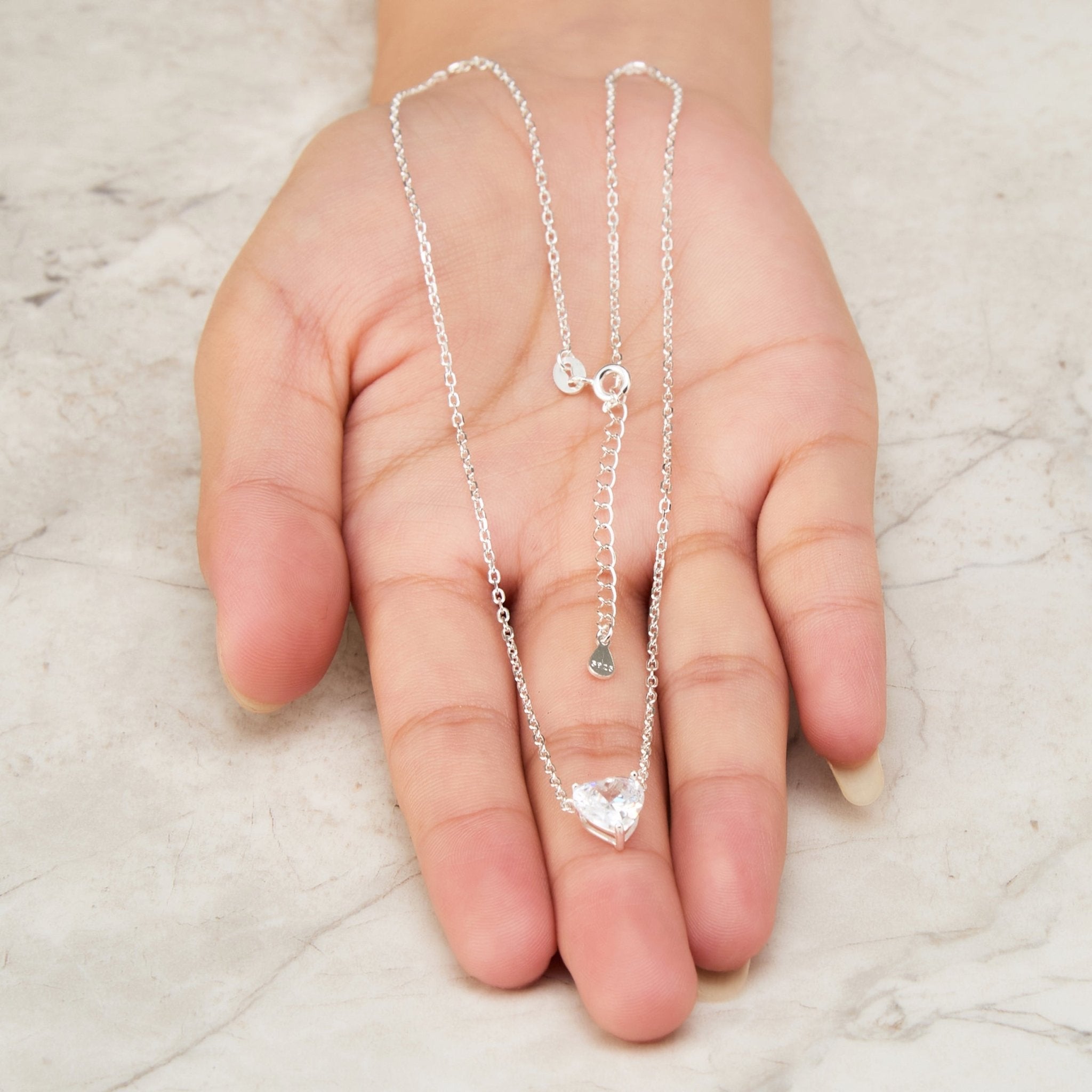 Sterling Silver I Couldn't Say I Do Without You Wedding Heart Solitaire Necklace with Zircondia® Crystals