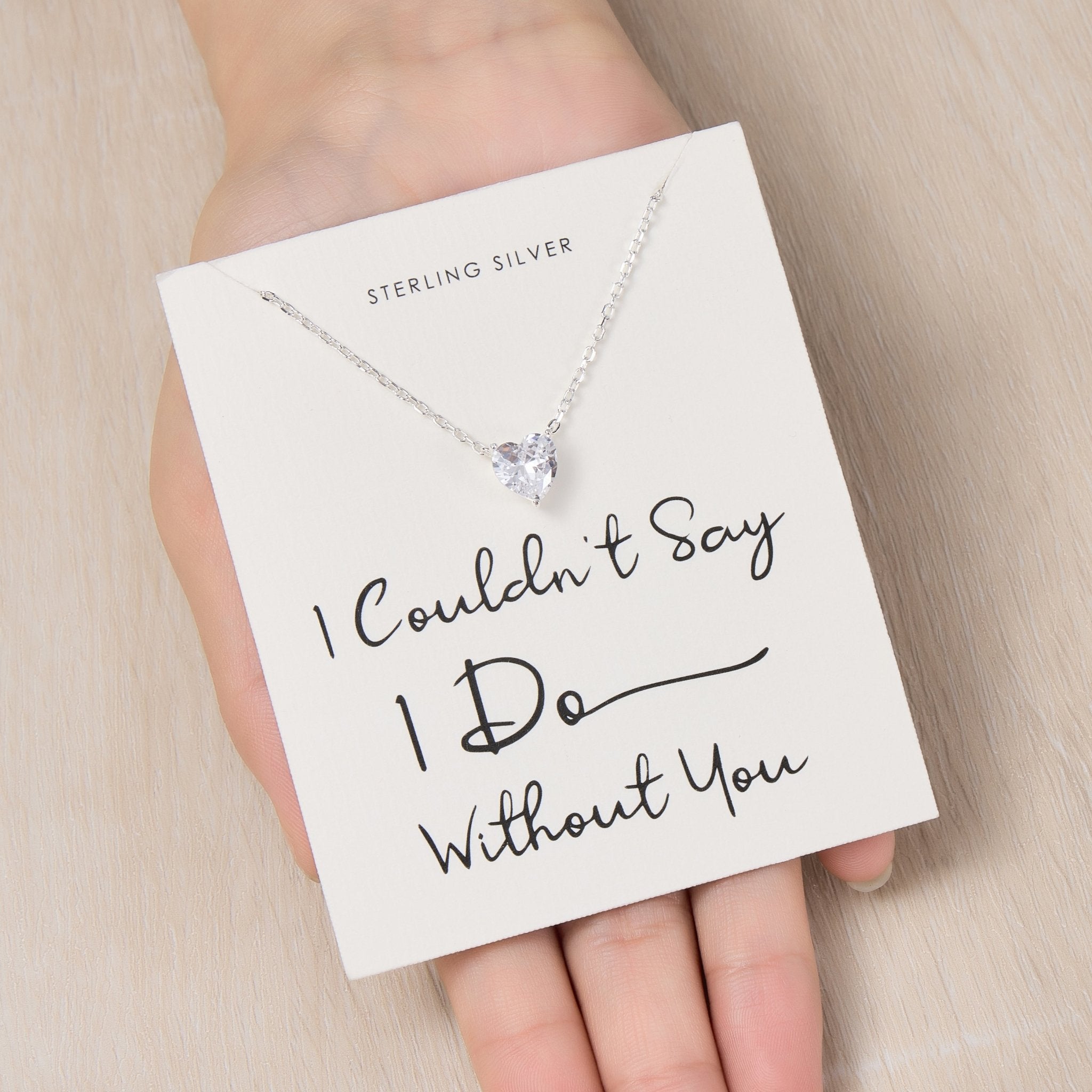 Sterling Silver I Couldn't Say I Do Without You Wedding Heart Solitaire Necklace with Zircondia® Crystals