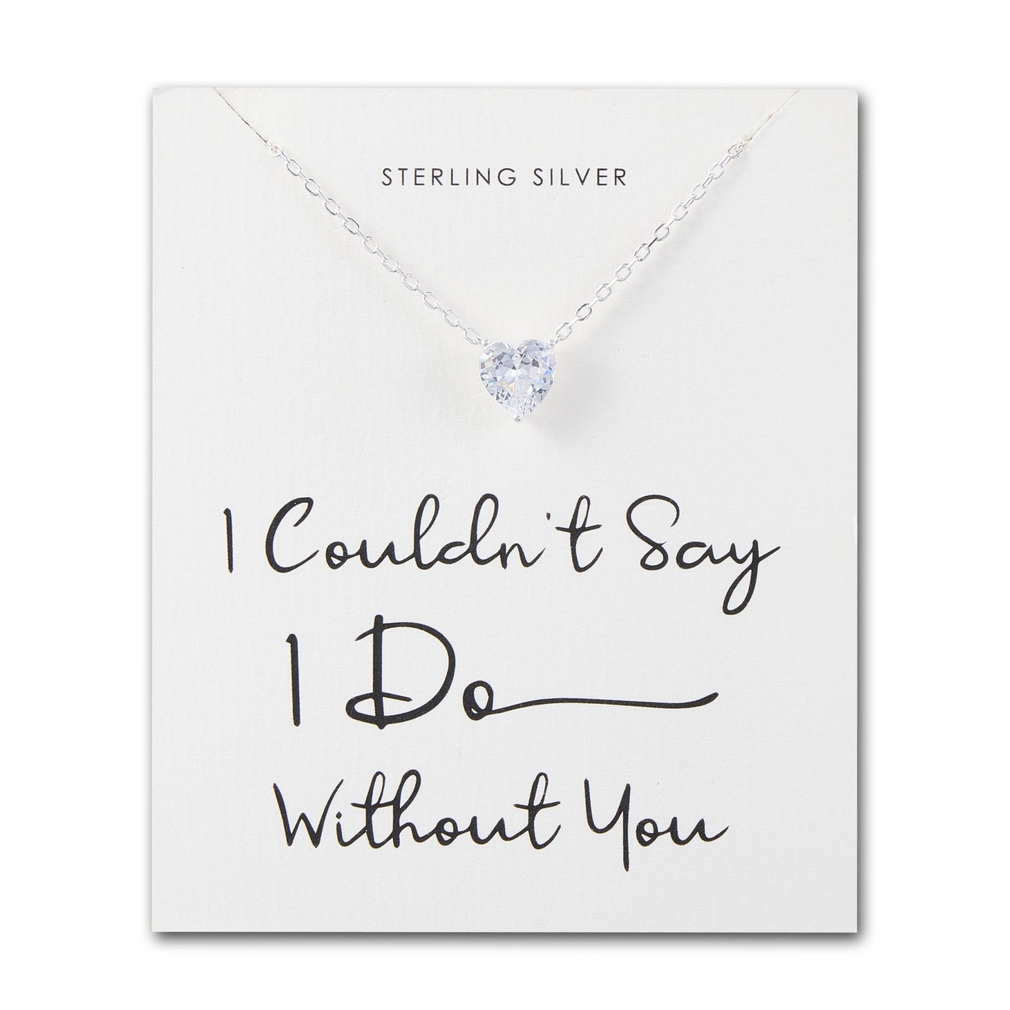 Sterling Silver I Couldn't Say I Do Without You Wedding Heart Solitaire Necklace with Zircondia® Crystals