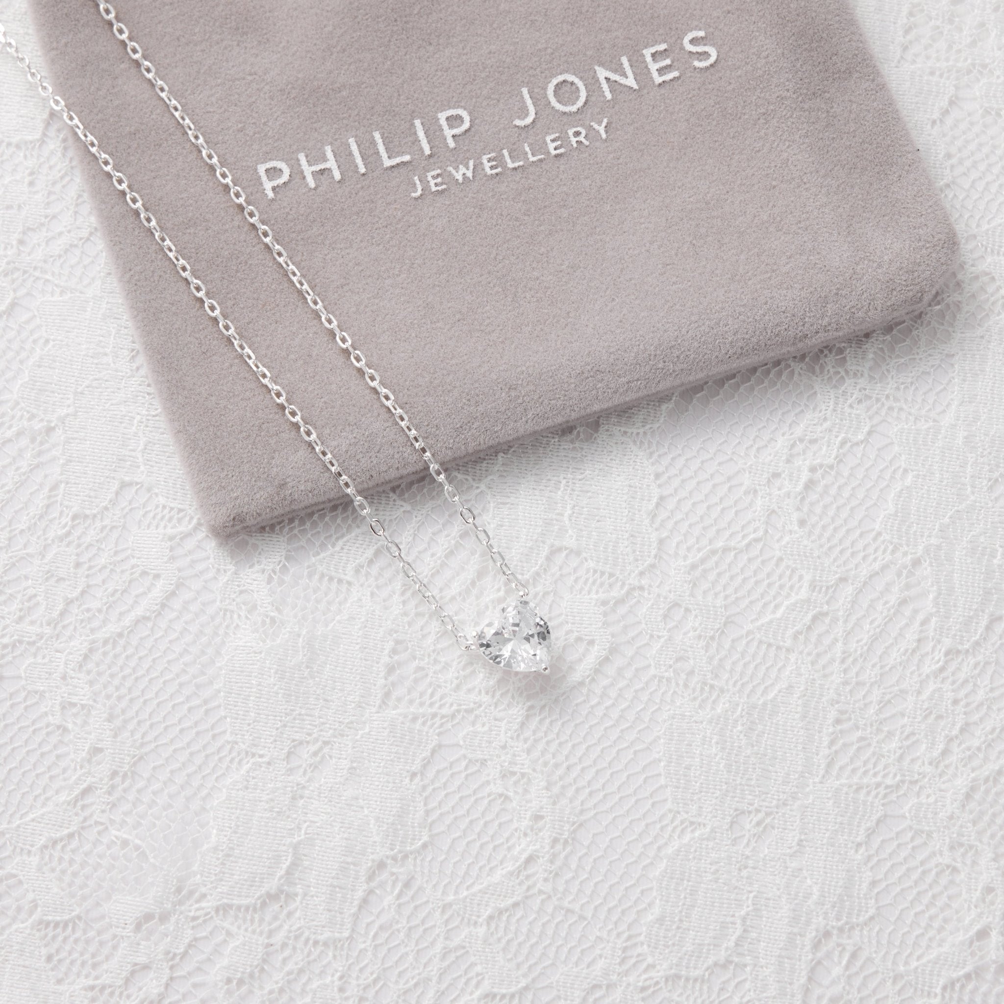 Sterling Silver I Couldn't Say I Do Without You Wedding Heart Solitaire Necklace with Zircondia® Crystals