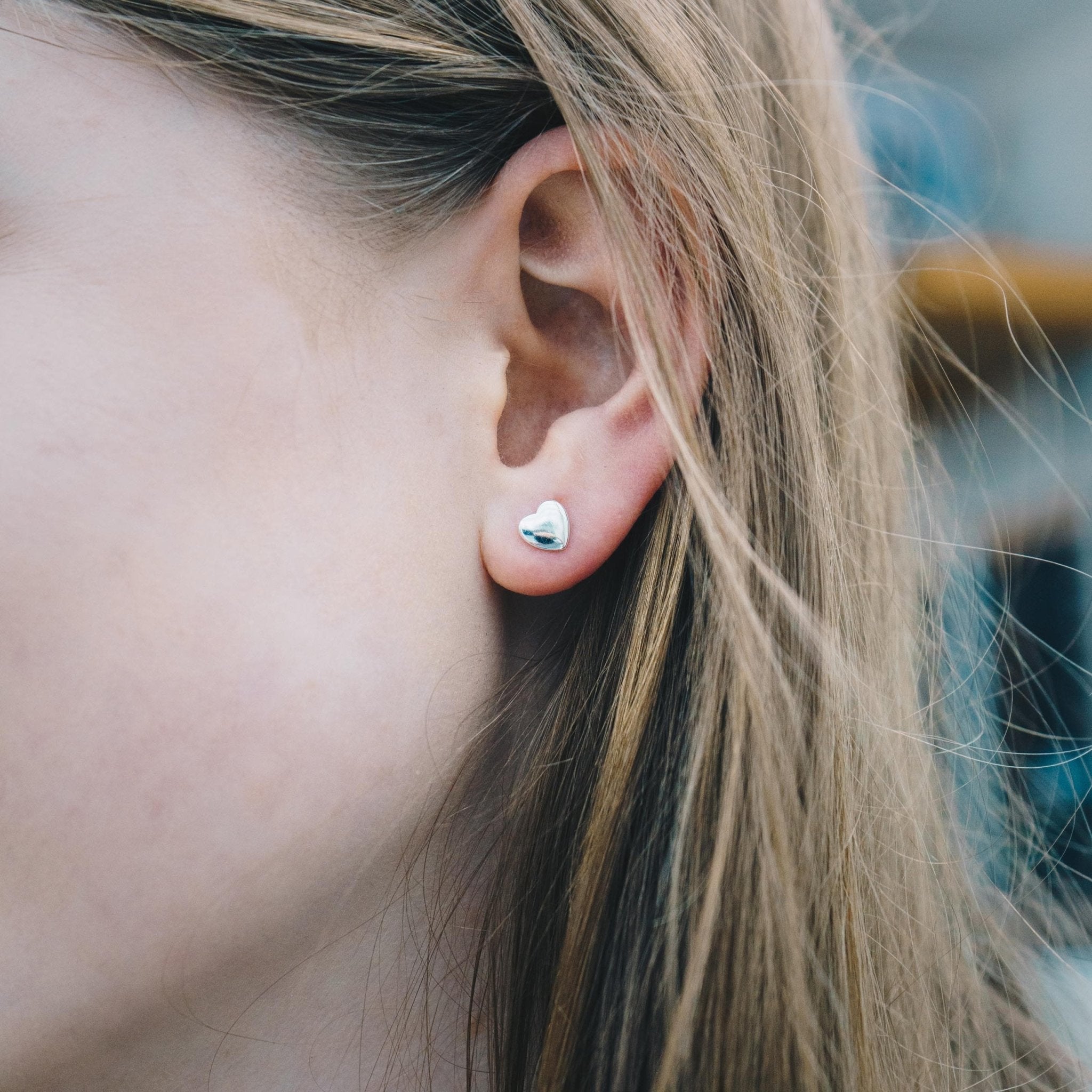 Sterling Silver Rounded Heart Earrings