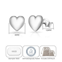 Sterling Silver Rounded Heart Earrings