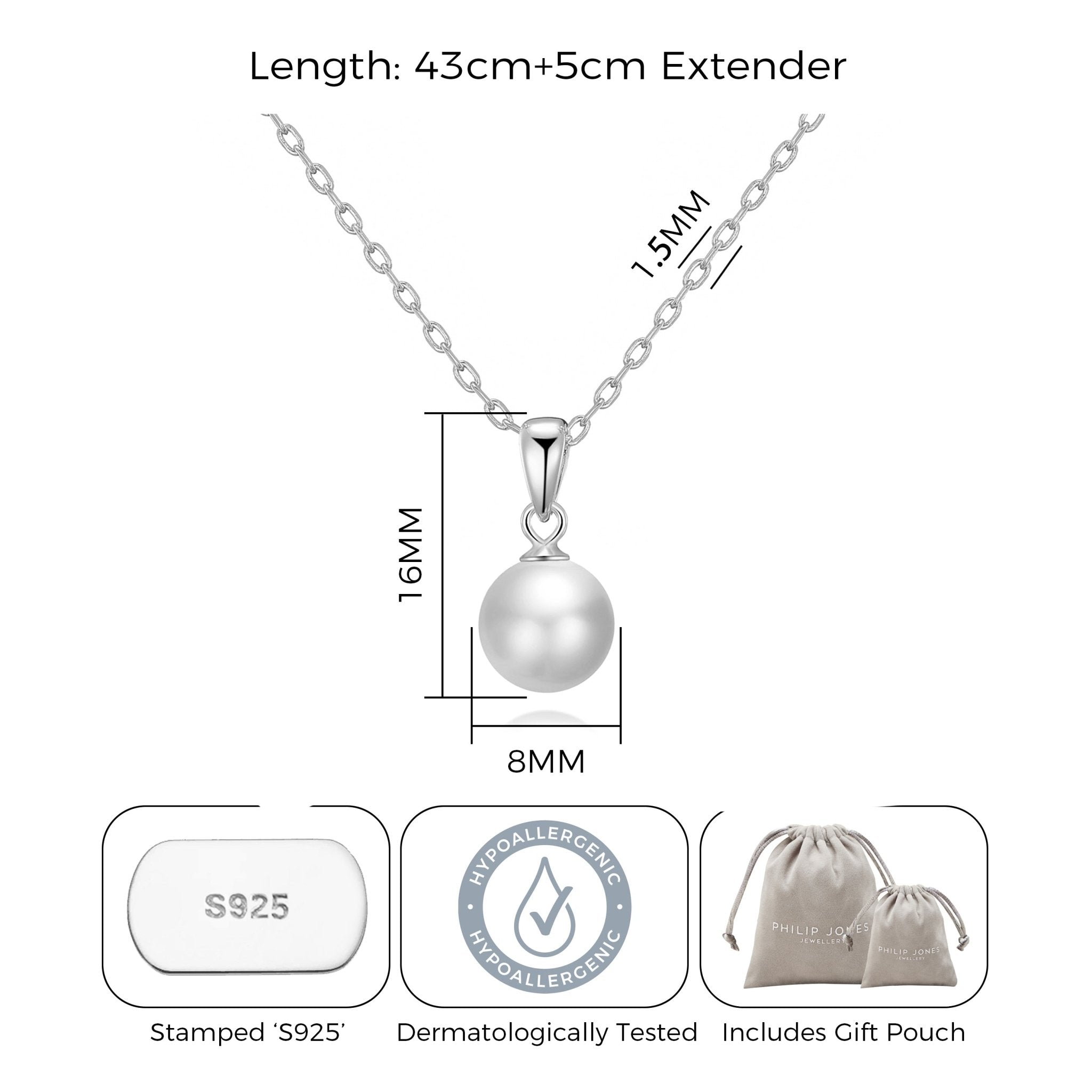 Sterling Silver I Couldn't Say I Do Without You Wedding Pearl Necklace