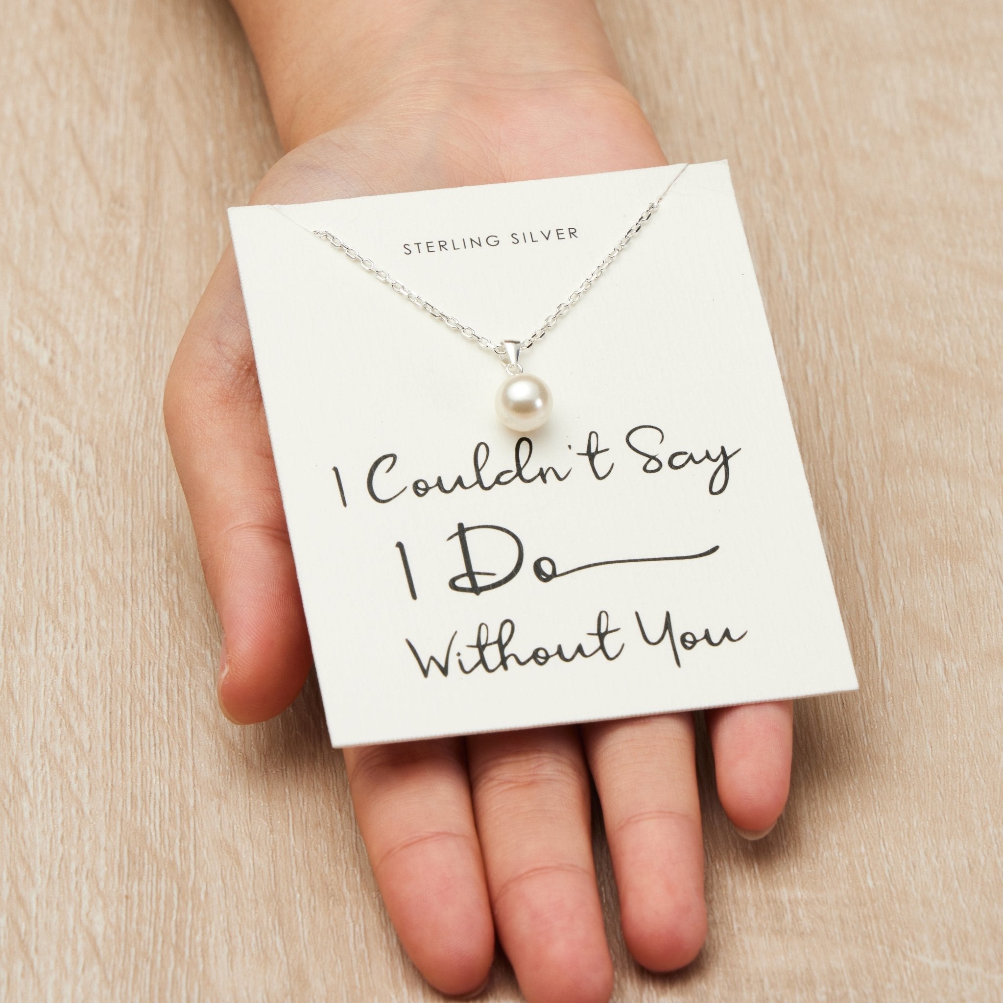 Sterling Silver I Couldn't Say I Do Without You Wedding Pearl Necklace