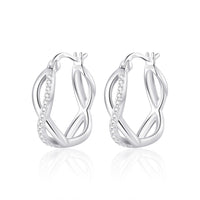 Sterling Silver Infinity Crystal Hoop Earrings Created with Zircondia® Crystals