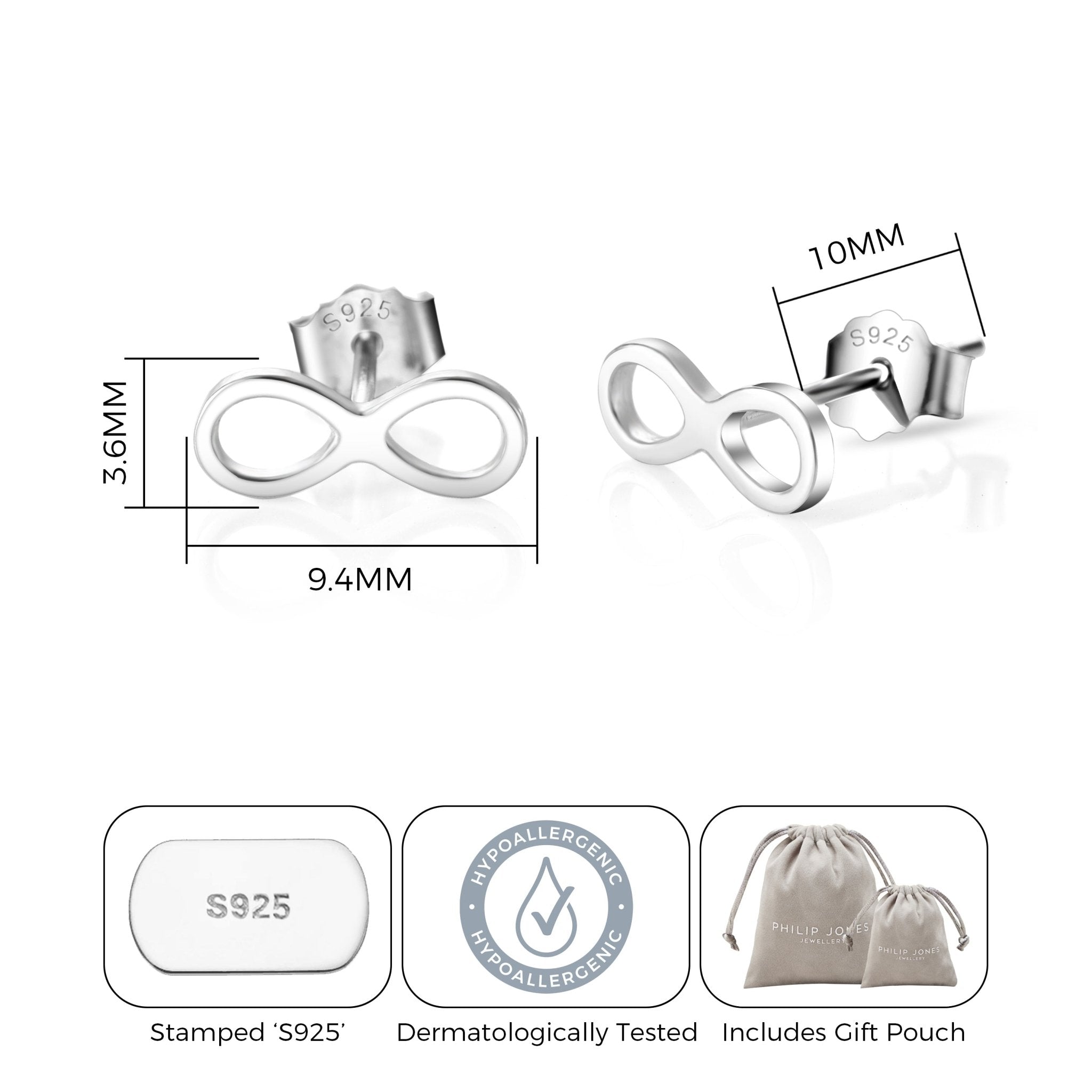 Sterling Silver Infinity Friendship Quote Earrings