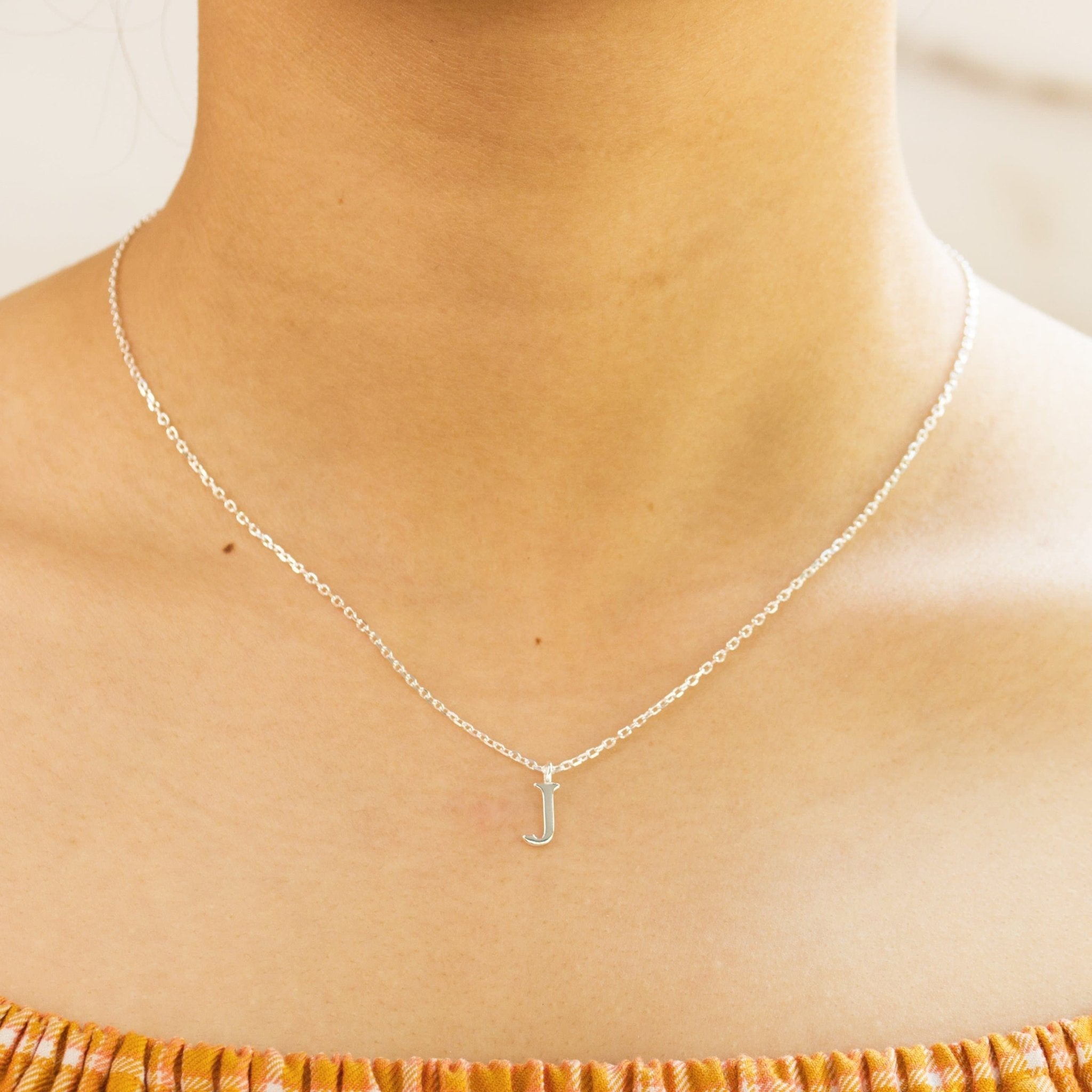 Sterling Silver Initial J Necklace
