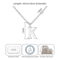 Sterling Silver Initial K Necklace