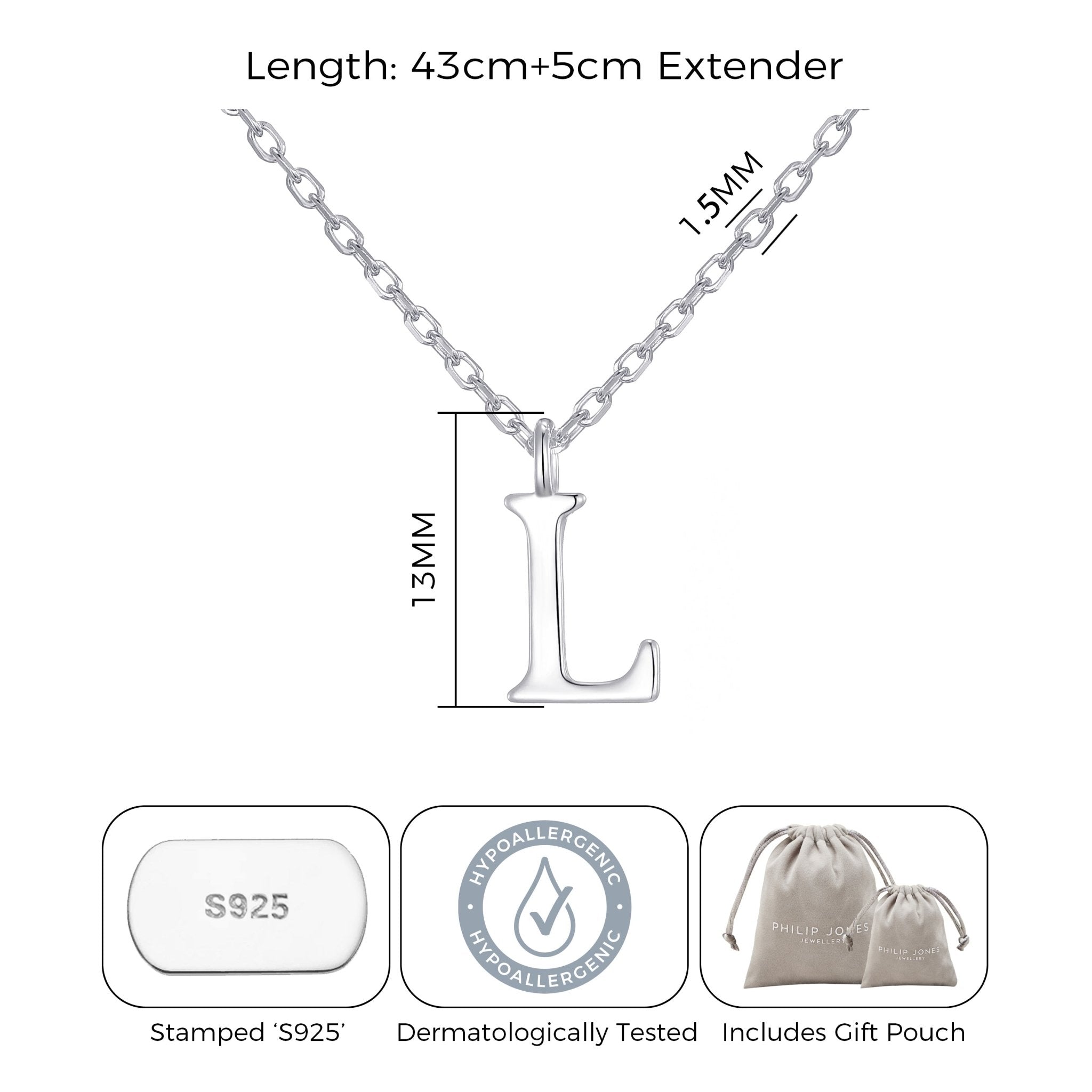 Sterling Silver Initial L Necklace