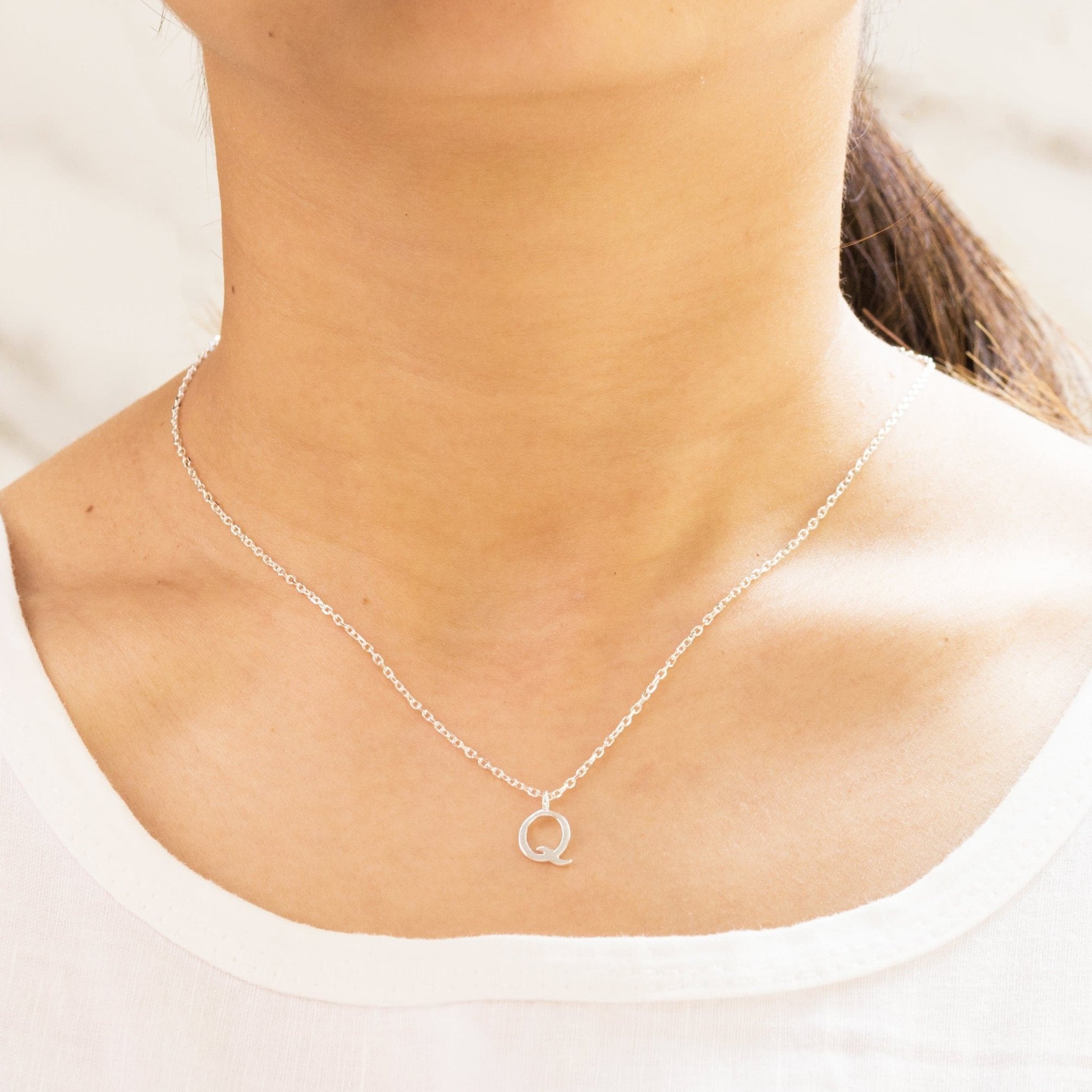 Sterling Silver Initial Q Necklace