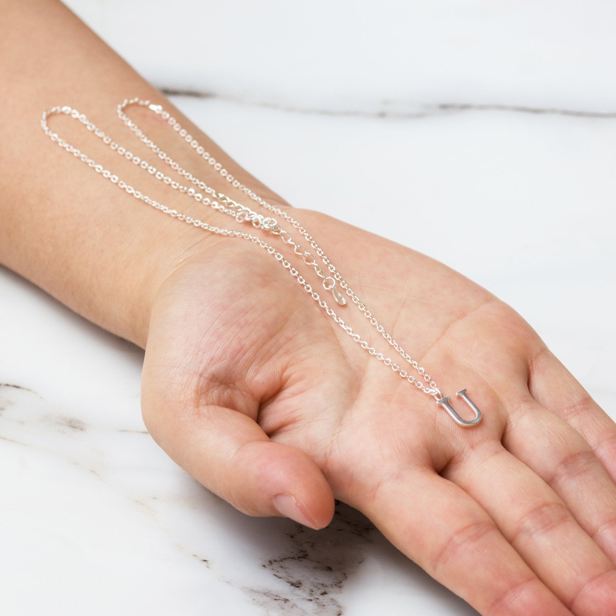 Sterling Silver Initial U Necklace
