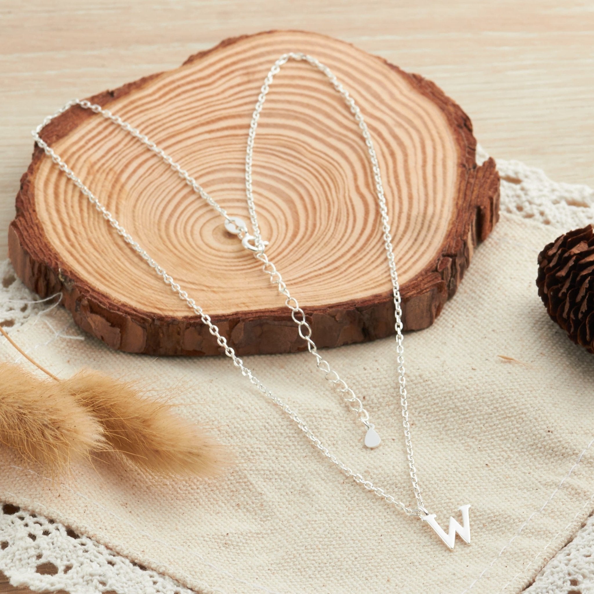 Sterling Silver Initial W Necklace