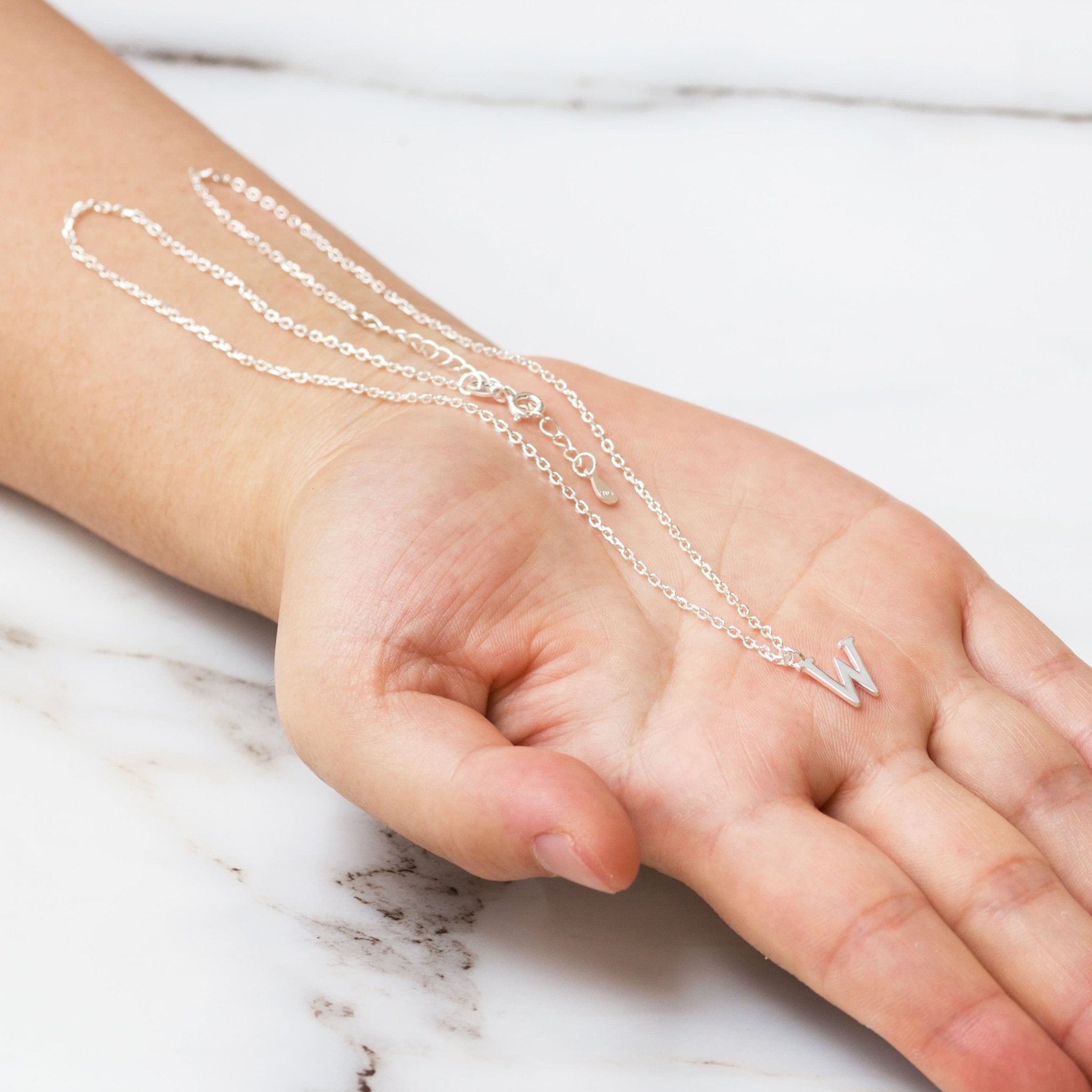 Sterling Silver Initial W Necklace