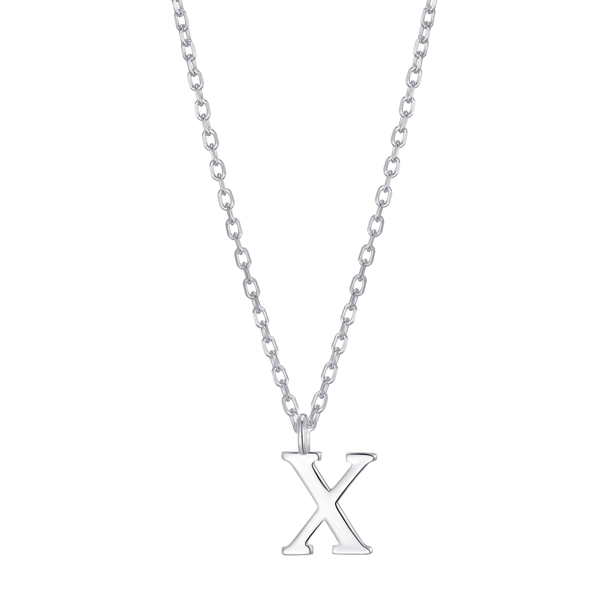 Sterling Silver Initial X Necklace