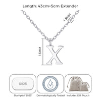 Sterling Silver Initial X Necklace
