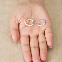 Sterling Silver Inside Outside Hoop Earrings Created with Zircondia® Crystals