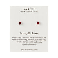 Sterling Silver January (Garnet) Birthstone Earrings Created with Zircondia® Crystals
