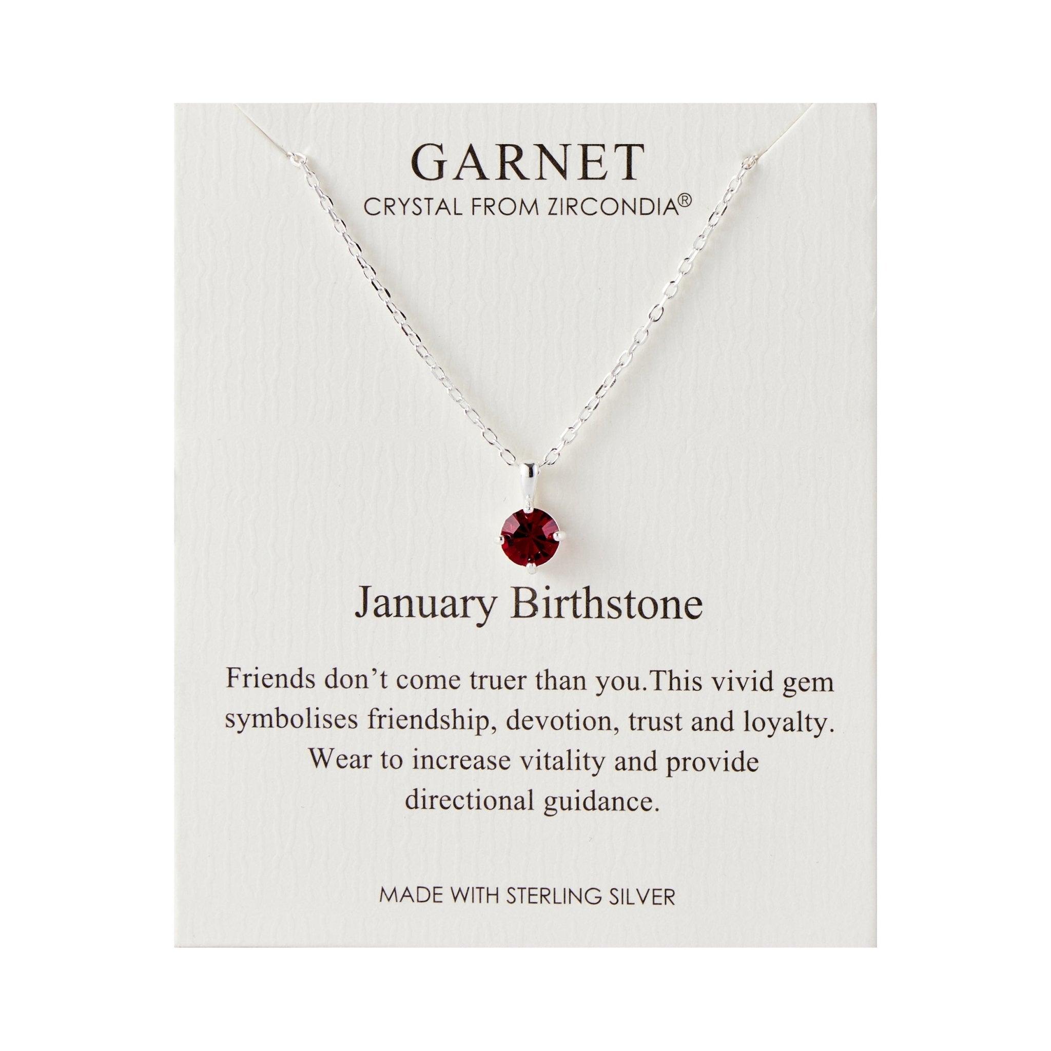 Sterling Silver January (Garnet) Birthstone Necklace Created with Zircondia® Crystals