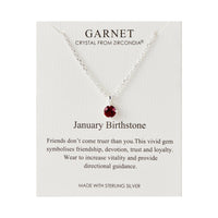 Sterling Silver January (Garnet) Birthstone Necklace Created with Zircondia® Crystals