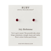 Sterling Silver July (Ruby) Birthstone Earrings Created with Zircondia® Crystals