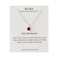 Sterling Silver July (Ruby) Birthstone Necklace Created with Zircondia® Crystals