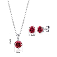Sterling Silver July (Ruby) Birthstone Necklace & Earrings Set Created with Zircondia® Crystals