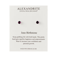 Sterling Silver June (Alexandrite) Birthstone Earrings Created with Zircondia® Crystals