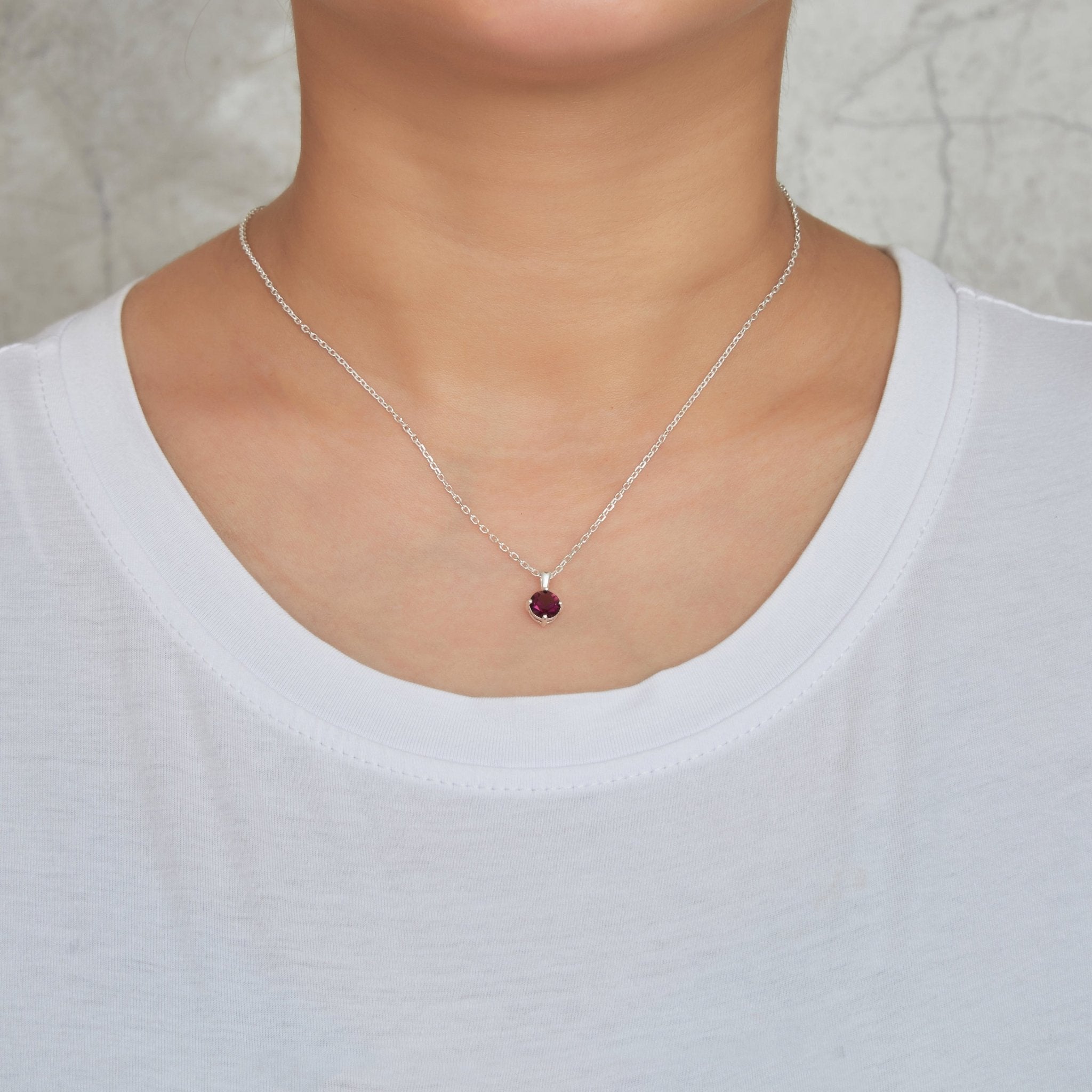 Sterling Silver June (Alexandrite) Birthstone Necklace Created with Zircondia® Crystals